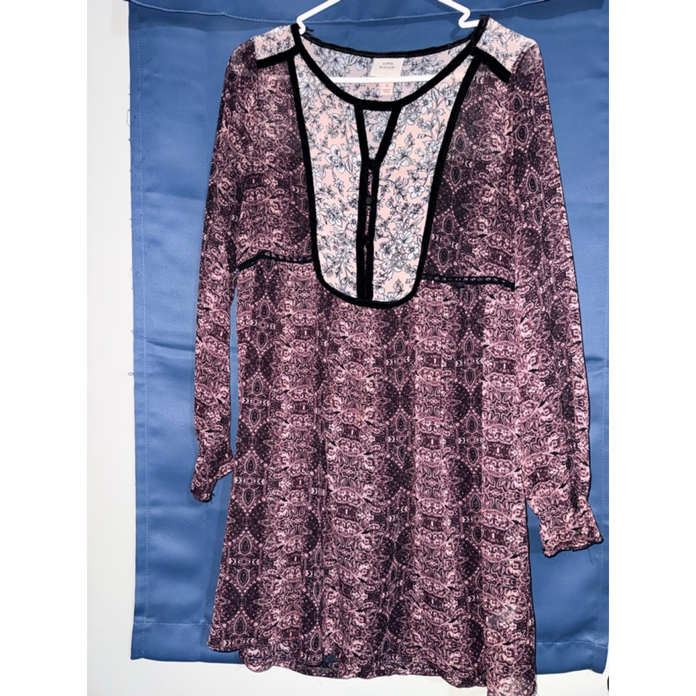 Women's Knox Rose Tunic Top S Pink Black Floral Paisley